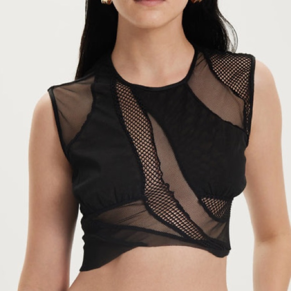 Black Mesh Crop Top